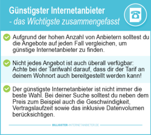 Günstigster Telefon und Internetanbieter