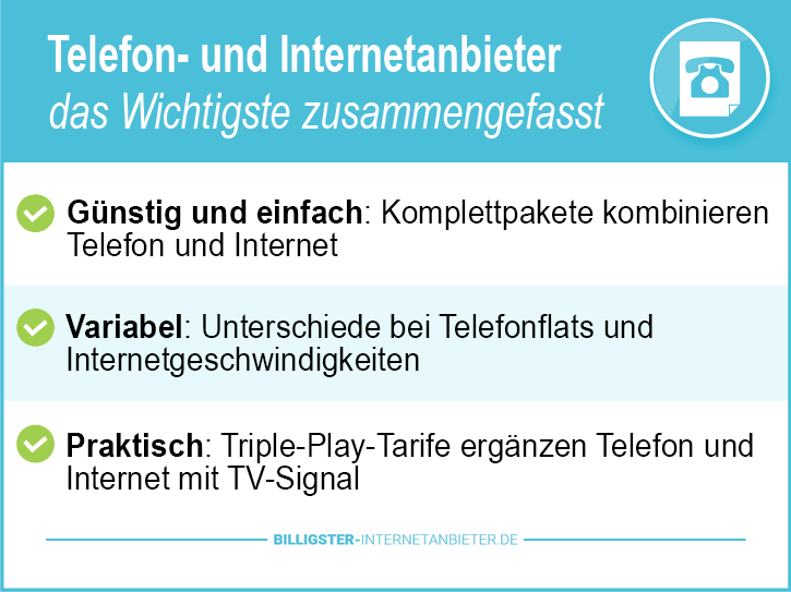 Telefon und Internetanbieter Testsieger