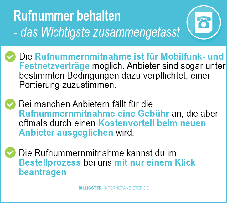 Telefonanschluss Rufnummer behalten