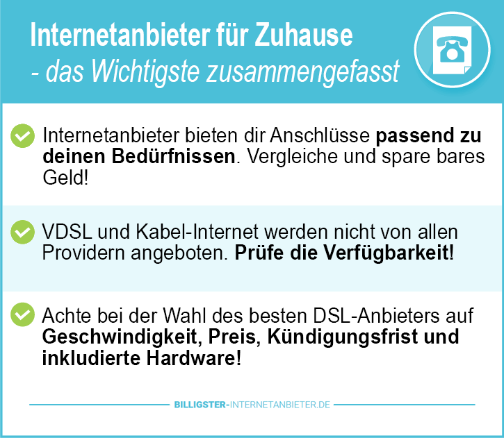 Internetanbieter für Zuhause