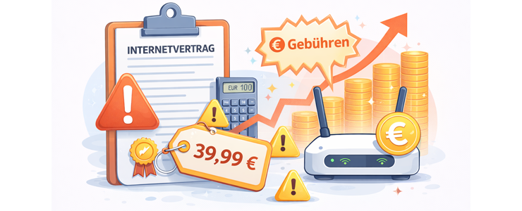 Kostenfallen bei Internetverträgen wie Gebühren, Routerkosten und Preiserhöhungen