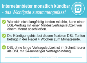 Internetanbieter monatlich kündbar