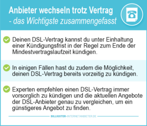 Internetanbieter wechseln trotz Vertrag