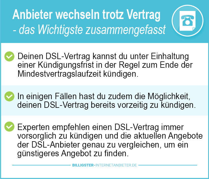 Internetanbieter wechseln trotz Vertrag