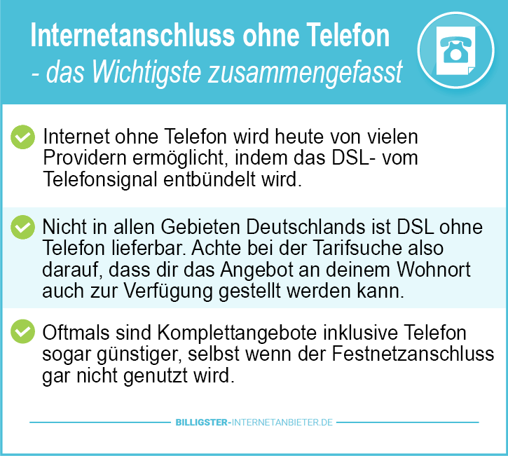 Internetanschluss ohne Telefon